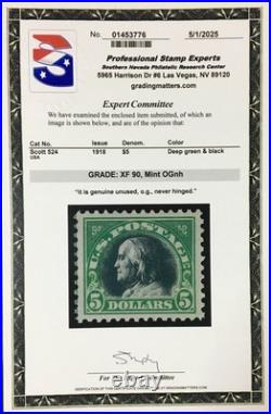 Momen Us Stamps #524 Mint Og Nh Pse Graded Cert Xf-90 Lot #94873