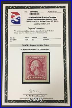 Momen Us Stamps #534 Mint Og Nh Pse Graded Cert Sup-98 Lot #90044