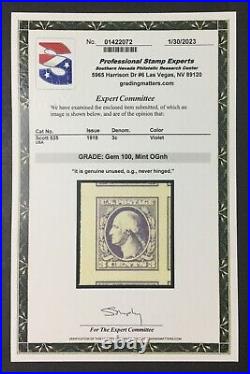 Momen Us Stamps #535 Mint Og Nh Pse Graded Cert Gem-100 Lot #80341