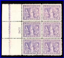 Momen Us Stamps #537 Intact Plate Block Of 6 Mint Og Vlh Xf Lot #91949