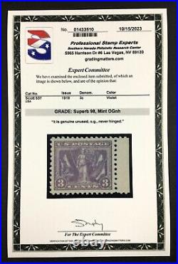 Momen Us Stamps #537 Mint Og Nh Pse Graded Cert Sup-98 Lot #85453