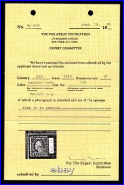 Momen Us Stamps #539 Mint Og Nh Pse & Pf Certs Lot #98022