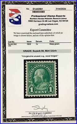 Momen Us Stamps #552 Mint Og Nh Pse Graded Cert Sup-98 Lot #91700