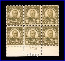 Momen Us Stamps #560 Intact Plate Block Of 6 Mint Og Nh Vf+ Lot #94951