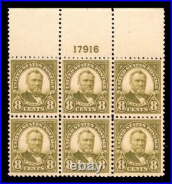 Momen Us Stamps #560 Top Intact Plate Block Of 6 Mint Og Nh Vf Lot #95677