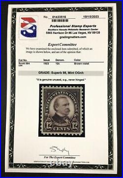 Momen Us Stamps #564 Mint Og Nh Pse Graded Cert Sup-98 Lot #85452