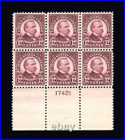 Momen Us Stamps #564 Plate Block Of 6 Mint Og Nh Lot #91398