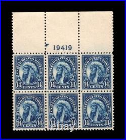 Momen Us Stamps #565 Wide Top Intact Plate Block Of 6 Mint Og Nh Xf Lot #94992