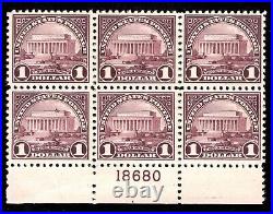 Momen Us Stamps #571 Intact Plate Block Of 6 Mint Og Nh Lot #91947
