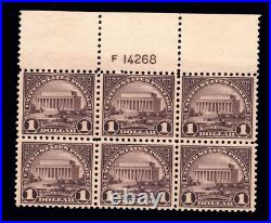 Momen Us Stamps #571 Plate Block Of 6 Mint Og Nh Lot #91371
