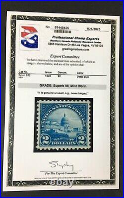 Momen Us Stamps #572 Mint Og Nh Pse Graded Cert Sup-98 Lot #93130