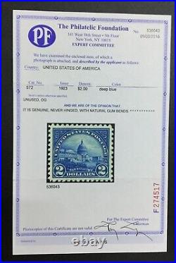 Momen Us Stamps #572 Mint Og Nh Xf-sup Pf Cert Lot #77491