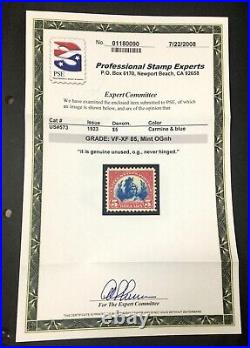 Momen Us Stamps #573 Mint Og Nh Pse Graded Cert Vf/xf-85 Lot #82104