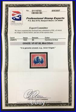 Momen Us Stamps #573 Mint Og Nh Pse Graded Cert Vf/xf-85 Lot #89400