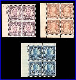 Momen Us Stamps #584-586 Plate Block Of 4 Mint Og H Lot #92603