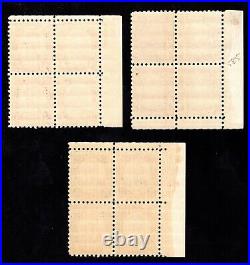 Momen Us Stamps #584-586 Plate Block Of 4 Mint Og H Lot #92603