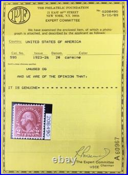 Momen Us Stamps #595 Mint Og Nh Vf/xf Jumbo Pf Cert Lot #95772