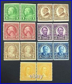 Momen Us Stamps #597-603 Lne Pairs Mint Og Nh Lot #75011