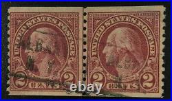 Momen Us Stamps #599a Coil Line Pair Used Lot #72323