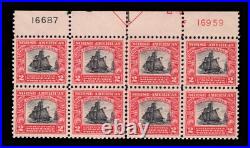 Momen Us Stamps #620 Intact Plate Block Of 8 Mint Og Nh Vf+ Lot #94312