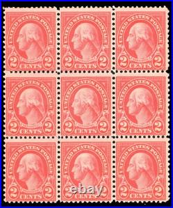 Momen Us Stamps #634 Var. Long Ear Center Block Of 9 Mint Og Nh Lot #72336