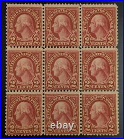 Momen Us Stamps #634 Var. Long Ear Center Block Of 9 Mint Og Nh Lot #72336