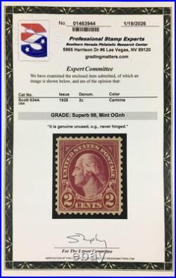 Momen Us Stamps #634a Mint Og Nh Pse Graded Cert Sup-98 Lot #97167