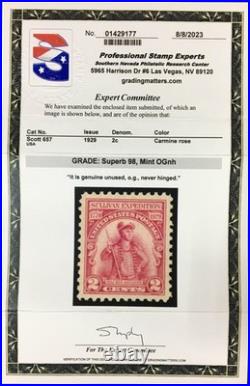 Momen Us Stamps #657 Mint Og Nh Pse Graded Cert Sup-98 Lot #95704