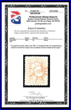 Momen Us Stamps #65 Fancy Red Ss Used Pse Cert Lot #98014
