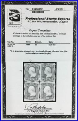 Momen Us Stamps #65 Mint Og Lh Vf+ Pse Cert Lot #96700