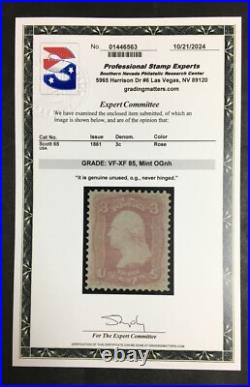 Momen Us Stamps #65 Mint Og Nh Pse Graded Cert Vf/xf-85 Lot #92356