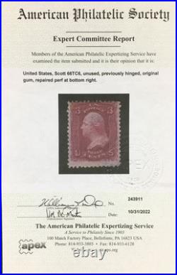 Momen Us Stamps #66 66tc6 Mint Og H Aps Cert Lot #95329