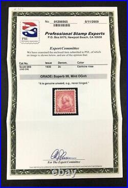 Momen Us Stamps #689 Mint Og Nh Pse Graded Cert Sup-98 Lot #85290