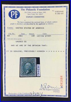 Momen Us Stamps #68 Mint Og H 2 Pf Certs Lot #93319