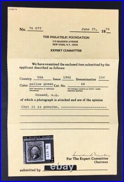 Momen Us Stamps #68 Mint Og H 2 Pf Certs Lot #93319