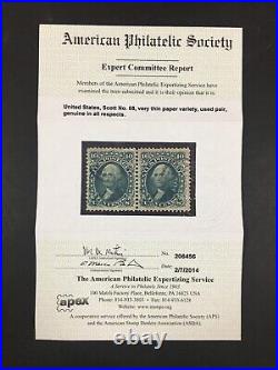 Momen Us Stamps #68 Used Very Thin Paper Vf/xf Jumbo Aps Cert Lot #86087