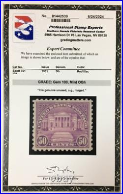 Momen Us Stamps #701 Mint Og H Pse Graded Cert Gem-100 Lot #91082