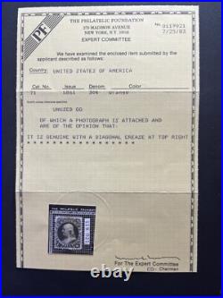 Momen Us Stamps #71 Mint Og H Pf Cert Lot #84609-19