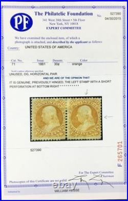 Momen Us Stamps #71 Mint Og H Pf Cert Lot #95215