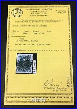 Momen Us Stamps #72 Cog Wheel Cancel Used Pf Cert Lot #83441