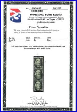 Momen Us Stamps #73 Mint Og Nh Pse Cert Lot #98587