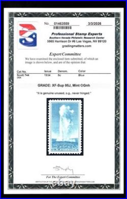 Momen Us Stamps #744 Mint Og Nh Pse Graded Cert Xf-sup 95j Lot #97821