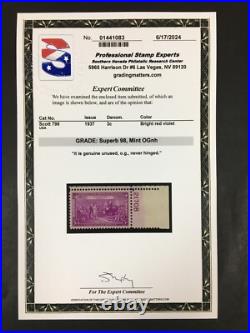 Momen Us Stamps #798 Plate Single Mint Og Nh Pse Graded Cert Sup-98 Lot #90595