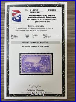 Momen Us Stamps #802 Mint Og Nh Pse Graded Cert Sup-98 Lot #83646-13