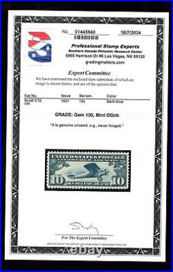 Momen Us Stamps #c10 Mint Og Nh Pse Graded Cert Gem-100 Lot #92351