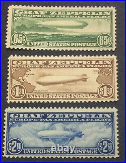 Momen Us Stamps #c13-c15 Graf Zeppelin Mint Og H Lot #70904