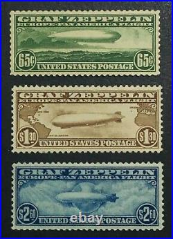 Momen Us Stamps #c13-c15 Graf Zeppelin Set Mint Og Nh Vf+ Lot #71853