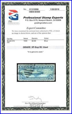 Momen Us Stamps #c15 Graf Zeppelin Used Pse Graded Cert Xf-sup 95 Lot #98488