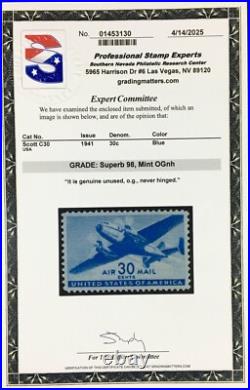 Momen Us Stamps #c30 Mint Og Nh Pse Graded Cert Sup-98 Lot #94719