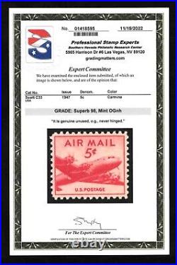 Momen Us Stamps #c33 Mint Og Nh Pse Graded Cert Sup-98 Lot #79320